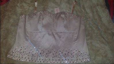 BNWT Simply Be embroidered plus size dusty pink corset size UK26 EU54 Postage included