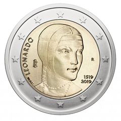 Italy 2 Euro Commemorative Coin 2019 - 500th Anniversary of the Death of Leonardo da Vinci. Uncirculated.