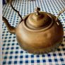 Vintage Kettle & Vintage Fruit Tray with Wooden Inset. Image 5