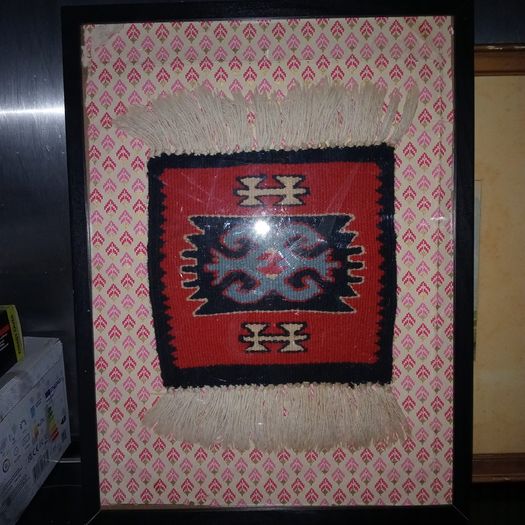 Eastern European Framed Kilim Wool Rug Sampler
