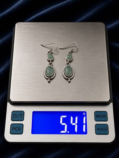 Vintage 925 Sterling Silver & Amazonite Earrings