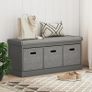 Three-Drawer Shoe Storage Bench, with Padded Top Seat - Grey Image 2