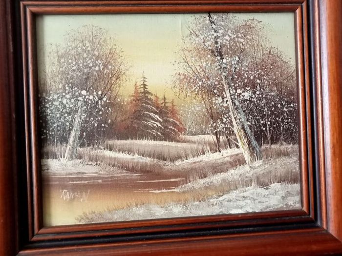 Signed Oil Painting Beautiful Winter Landscape