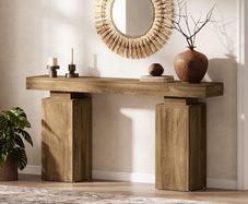 160 cm Long Console Table, Farmhouse Entrance Table Behind Couch, Wooden Foyer Table