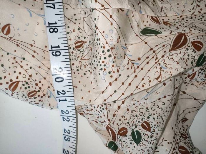 Vintage dress 1940s style beige with brown blue floral print size 12 14 Postage included