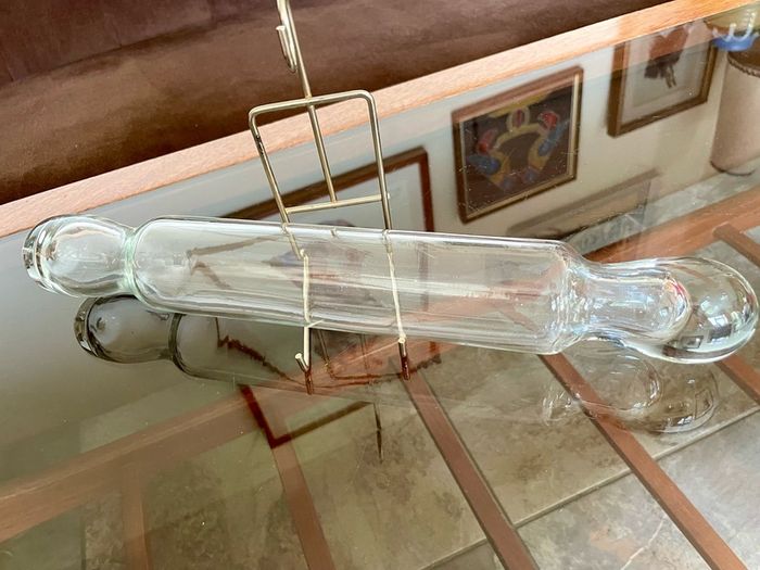 Vintage Closed Hollow Glass Pastry Rolling Pin 1920s to 1950s