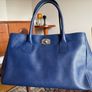 Furla Navy Blue Saffiano Leather Tote Bag Image 8