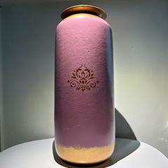 Vintage W Germany 505-41 Pottery Vase - Hand Painted - Pink Copper - Upcycled