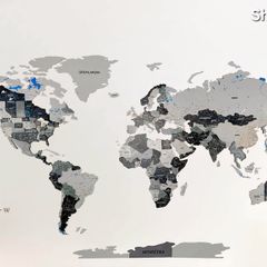 3D Premium Wooden World Map with Country Borders Country Names Capital Names US and Canada Borders and Names World Biggest City Names World Biggest Rivers World Biggest lakes World Main Roads 3D Map Effect