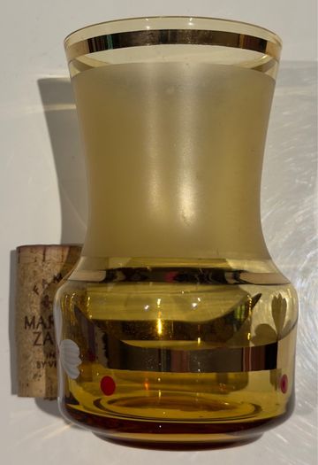 Vintage 3 Gilded Cherry Goblets. Bohemian Glass. Czechoslovakia