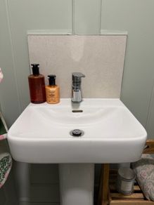 2x Wall Hung Bathroom Sinks with Taps 40 x 38cm
