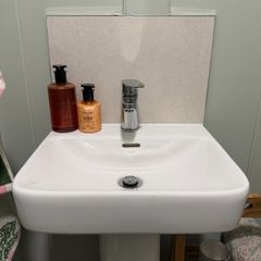2x Wall Hung Bathroom Sinks with Taps 40 x 38cm