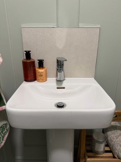 2x Wall Hung Bathroom Sinks with Taps 40 x 38cm