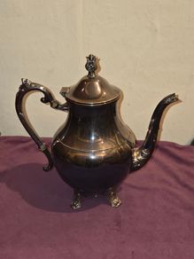 Silver Plated Floral Footed Teapot