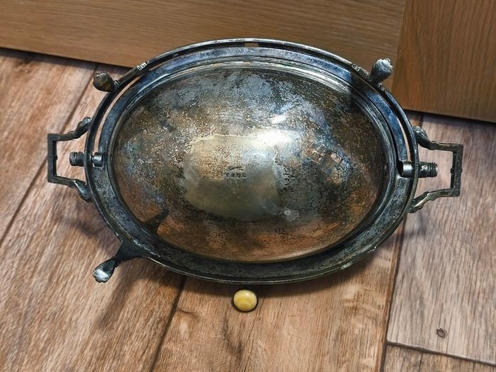 Revolving Warm Serving Plate Damaged Domed Chafing Dish Vintage Antique Claw Feet Damaged Missing one Leg Warmer Buffet
