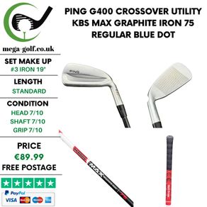 Ping G400 Crossover Utility #3 Iron 19 Degree / KBS Max Graphite Iron 75 Regular / Blue Dot