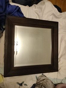 Mirror Dark wood bevelled