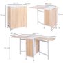 Folding Dining Table for 4 People, 169 cm Drop Leaf Table with Storage Shelves for Small Spaces, Kitchen, Dining Room, Oak & White Image 2