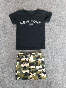 camo skirt and top