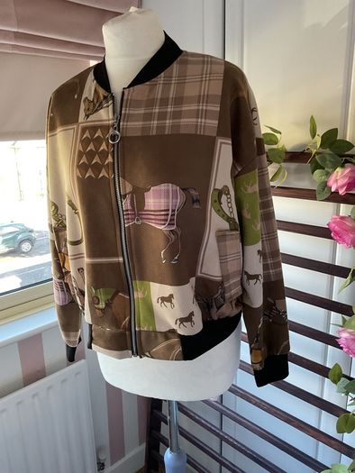 jacket Bnwt suede effect bomber jacket one size scarf print equestrian style
