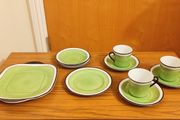 Art Deco part coffee set produced by Aich in Czechoslovakia 1920s - 1930 lime green color  rare