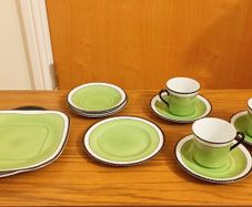 Art Deco part coffee set produced by Aich in Czechoslovakia 1920s - 1930 lime green color  rare