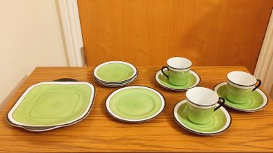 Art Deco part coffee set produced by Aich in Czechoslovakia 1920s - 1930 lime green color  rare