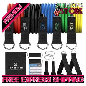 Resistance Bands Set Exercise Bands, Resistance Bands Set Men Home Workouts With 5 Fitness Tubes, 2 Foam Handles, 2 Ankle Straps, 2 Door Anchor (FREE SHIPPING)
