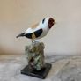 Hand-Carved Gemstone Goldfinch on Natural Crystal Base Image 4