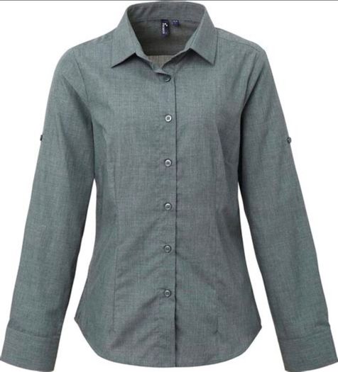 Premier PR317 Ladies Cross-Dye Roll Sleeve Shirt NEW Size S / UK 10