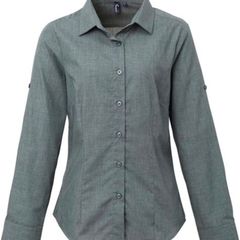 Premier PR317 Ladies Cross-Dye Roll Sleeve Shirt NEW Size S / UK 10