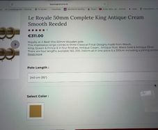 La Royale Cream 240cm Curtain Pole