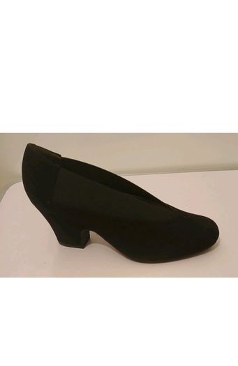 Cefalu Brumabe Black Suede Leather Court Shoes EU35 UK2 Block Heel BNIB  CAN POST