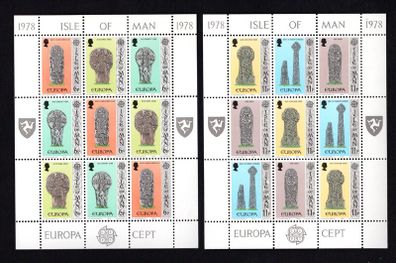 1978 Isle of Man Europa (Celtic and Norse Crosses) Commemorative Stamps Sheetlets Mint Never Hinged (MNH)