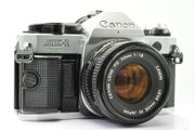 Canon AE-1 Program Silver/ Chrome 35mm SLR Film Camera with fast Canon FD 50mm f1. 8 FDn, Recently FULLY SERVICED and in Good Condition.