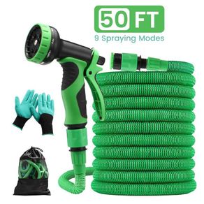 Garden Hose Expandable 50ft High Pressure Car Wash Plastic Pipe Magic Flexible Water Hose With Spray Gun For Watering