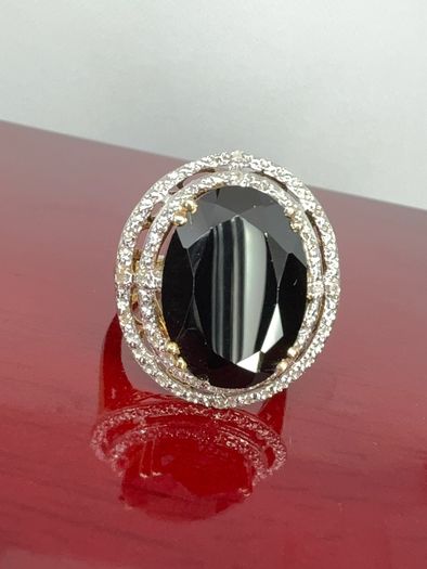 Silver Black & Gold Stunning statement ring