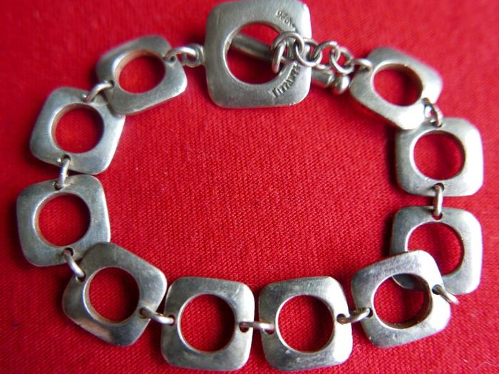 Vintage Tiffany & Co Sterling Silver 925 Cushion Link Bracelet Toggle length 8" 27,05g
