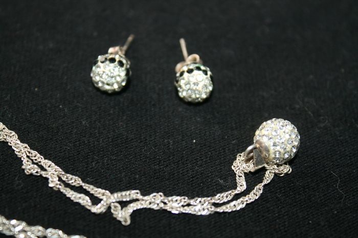 Silver 925 Earrings and a Necklace with a Pendant length 19" - 4,3g
