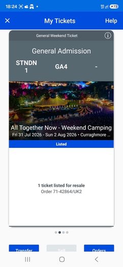 2 All Together Now Weekend Camping Tickets