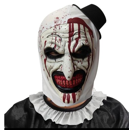 Art the clown Terrifier latex mask cosplay for Halloween.