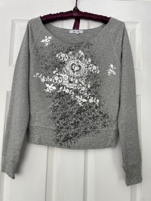 Vintage - Express Grey Sweatshirt - Silver Foil Design (Size S)