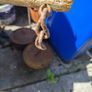 This Antique 19th Century Wooden Single Tree used to connect a Horse or Ox to Farm Equipment. The item features handmade wooden construction with blacksmith-forged iron hook Stage or Movie Props Image 3