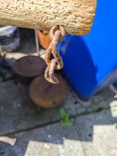 This Antique 19th Century Wooden Single Tree used to connect a Horse or Ox to Farm Equipment. The item features handmade wooden construction with blacksmith-forged iron hook Stage or Movie Props