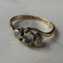 9ct Gold Aquamarine and Diamond Trilogy Ring, Platinum setting, Size K.5, 1.69g Image 4