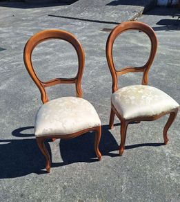 Two balloon back chairs seats need upholstery