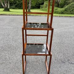 Vintage Danish Nesting Tables in Teak with Smoked Glass Tops c1960