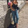 Antonella SHEIN BAE Square Neck Asymmetrical Hem PU Tank Top  Black, Size S Image 7