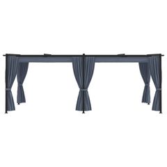 Gazebo with Curtains 3x6 m Anthracite Steel