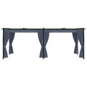 Gazebo with Curtains 3x6 m Anthracite Steel